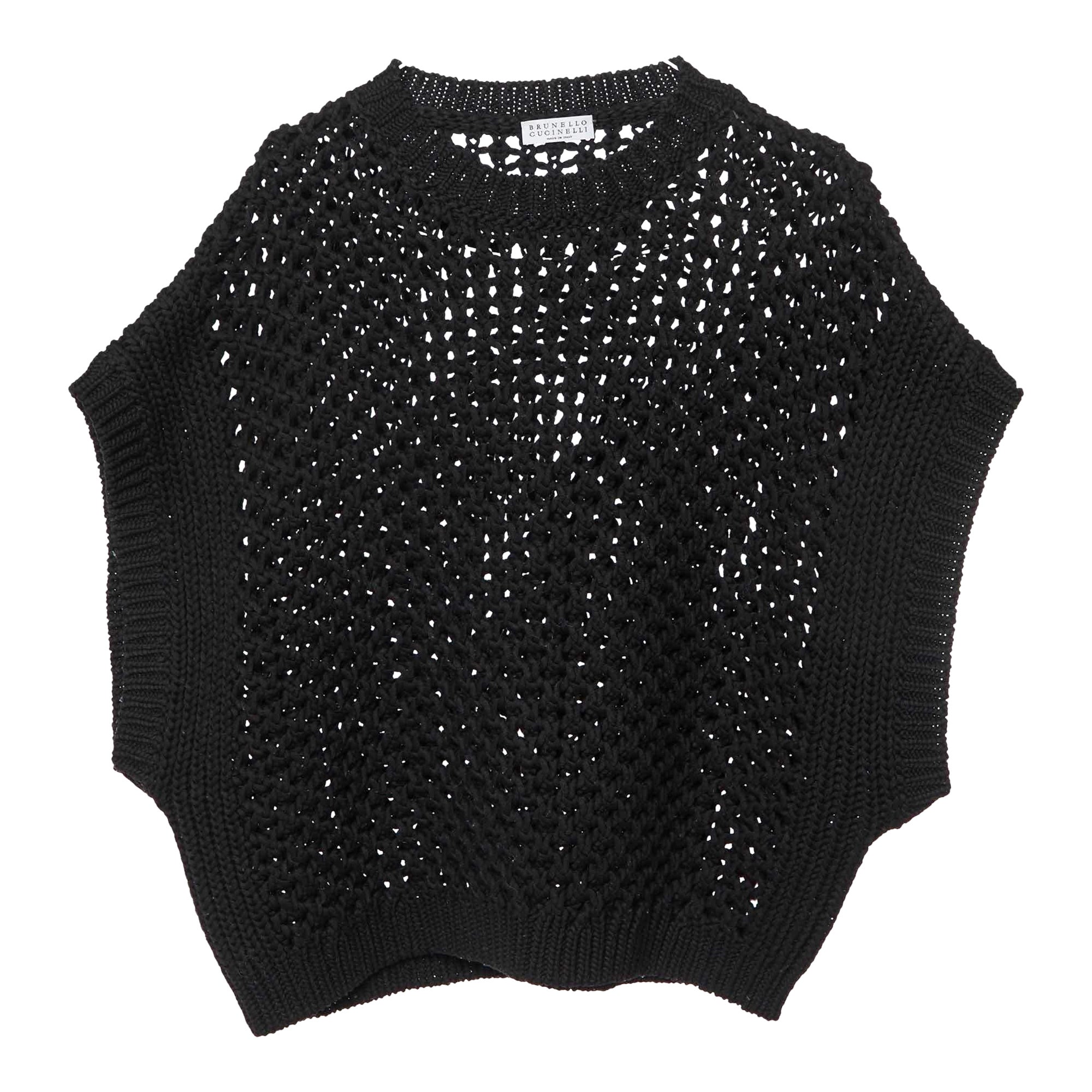 Brunello Cucinelli Noir Pull en maille ouverte M