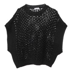Brunello Cucinelli Black Open Knit Jumper M
