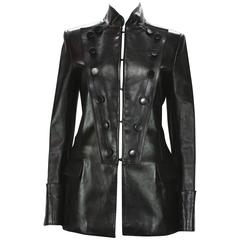 Tom Ford for Yves Saint Laurent F/W 2001 Leather Military Jacket Fr.38 10