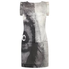 GIVENCHY Couture S/S 1999 ALEXANDER McQUEEN Black White Abstract Eye Print Dress