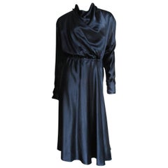 Halston Vintage Silk Drape Front Wrap Dress 1