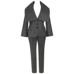 ALEXANDER McQUEEN c.2001 2 Pc Gray and Red Pinstripe Wool Jacket Pant ...