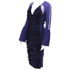 TOM FORD for GUCCI F/W 2004 COLLECTION PURPLE VELVET STRETCH DRESS 40 - 4 7