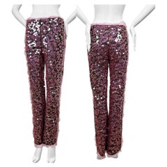 FENDI 2000 IT42 Vintage Pink Sequin + Ruffle Pants