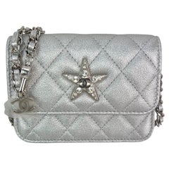 Chanel Metallic Goatskin Quilted Micro Star Flap Waist Belt Shoulder Bag