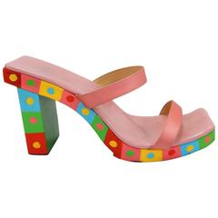 1990s Fendi Painted Wood Sandal 4