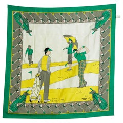Vintage Silk Scarf by Golf and Green Concept Paris France with Golf Motifs