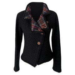 Chanel Iconic Paris / Edinburgh Black & Tartan Tweed Jacket 40 FR
