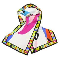 EMILIO PUCCI Multi-Color Geometric Print Silk Sash Scarf