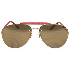 LINDA FARROW LFL 199/22 Red Snakeskin & RoseGold Aviator Sunglasses