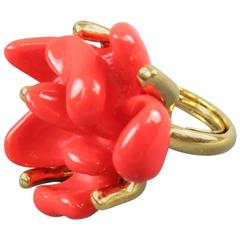 OSCAR DE LA RENTA Size 5.5 Gold Coral Flower Ring