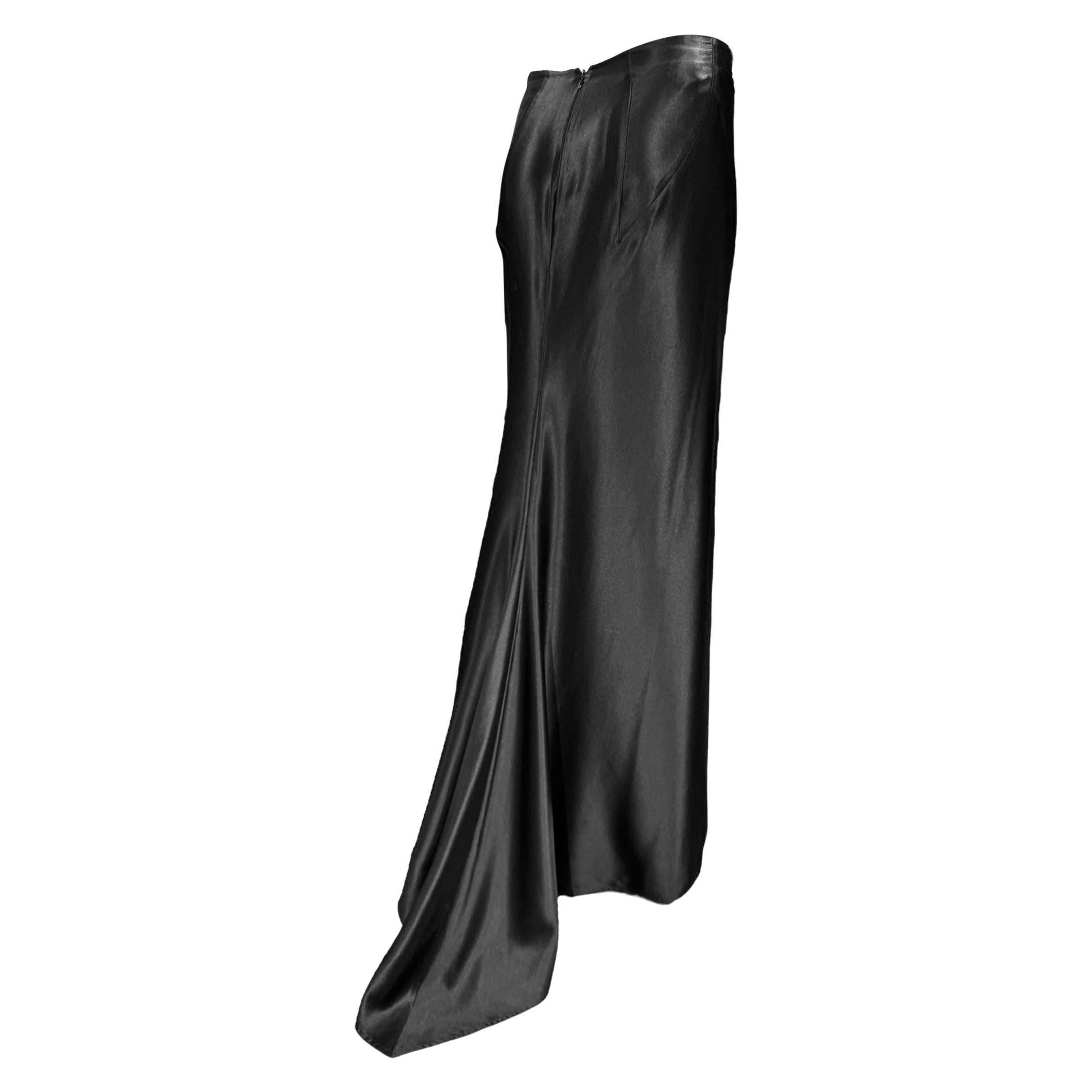 ALEXANDER MCQUEEN SS1999 «No. 13» BLACK SILK MAXI SKIRT