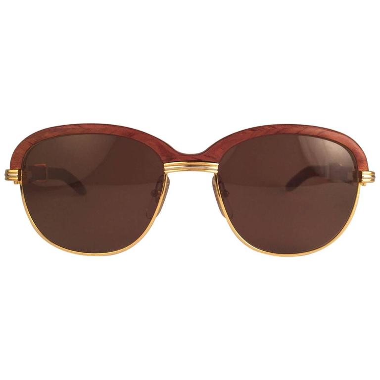 New Cartier Wood Malmaison Precious Wood Palisander and Gold 54mm  Sunglasses at 1stDibs | wood cartier, cartier malmaison for sale, cartier  woods