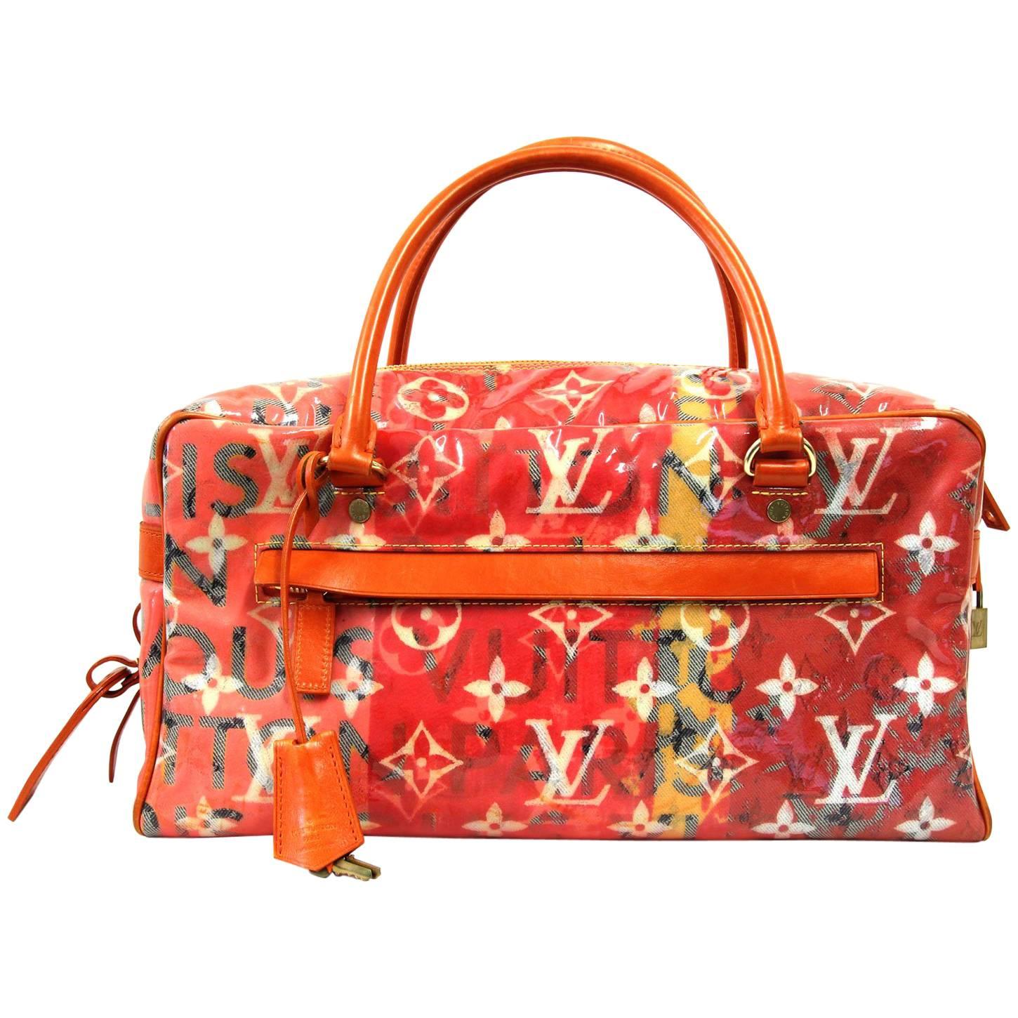 2008 Louis Vuitton Orange Special Edition Pulp Weekender GM Duffle Bag