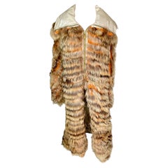 Roberto Cavalli F/W 2002 Laufsteg Ungetragene volle Länge Kragen Reißverschluss Strick Pelzmantel