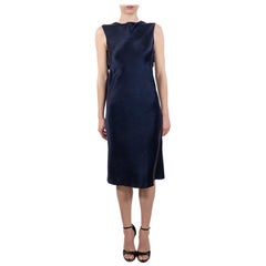 Abito in seta blu navy Lanvin anni '90