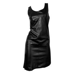 Ann Demeulemeester Ss2002 BLACK LEATHER STRAIGHT CUT DRESS