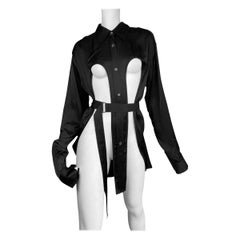 ANN DEMEULEMEESTER Ss2020 BY SÉBASTIEN MEUNIER SCHWARZES CUT-OUT SHIRT