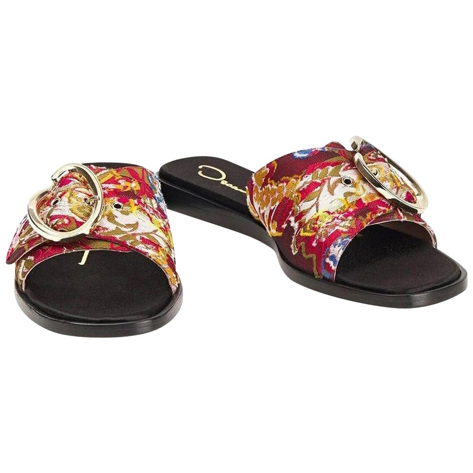 New Oscar De La Renta 2019 Sandals Flats Slides Sz 37.5 $1275