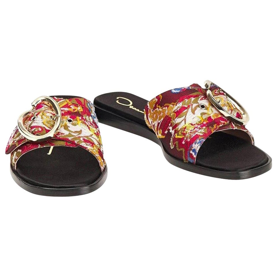 New Oscar De La Renta 2019 Sandals Flats Slides Sz 38 $1275