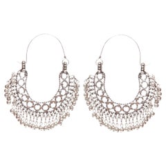 SAINT LAURENT Hedi Slimane Marrakech Folk ball charm ethnic metal hoop earrings