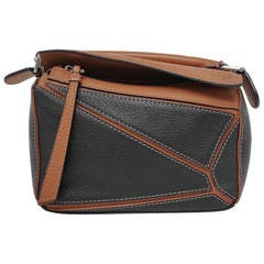 Loewe Puzzle Mini Brown and Black Calfskin Leather Crossbody Bag