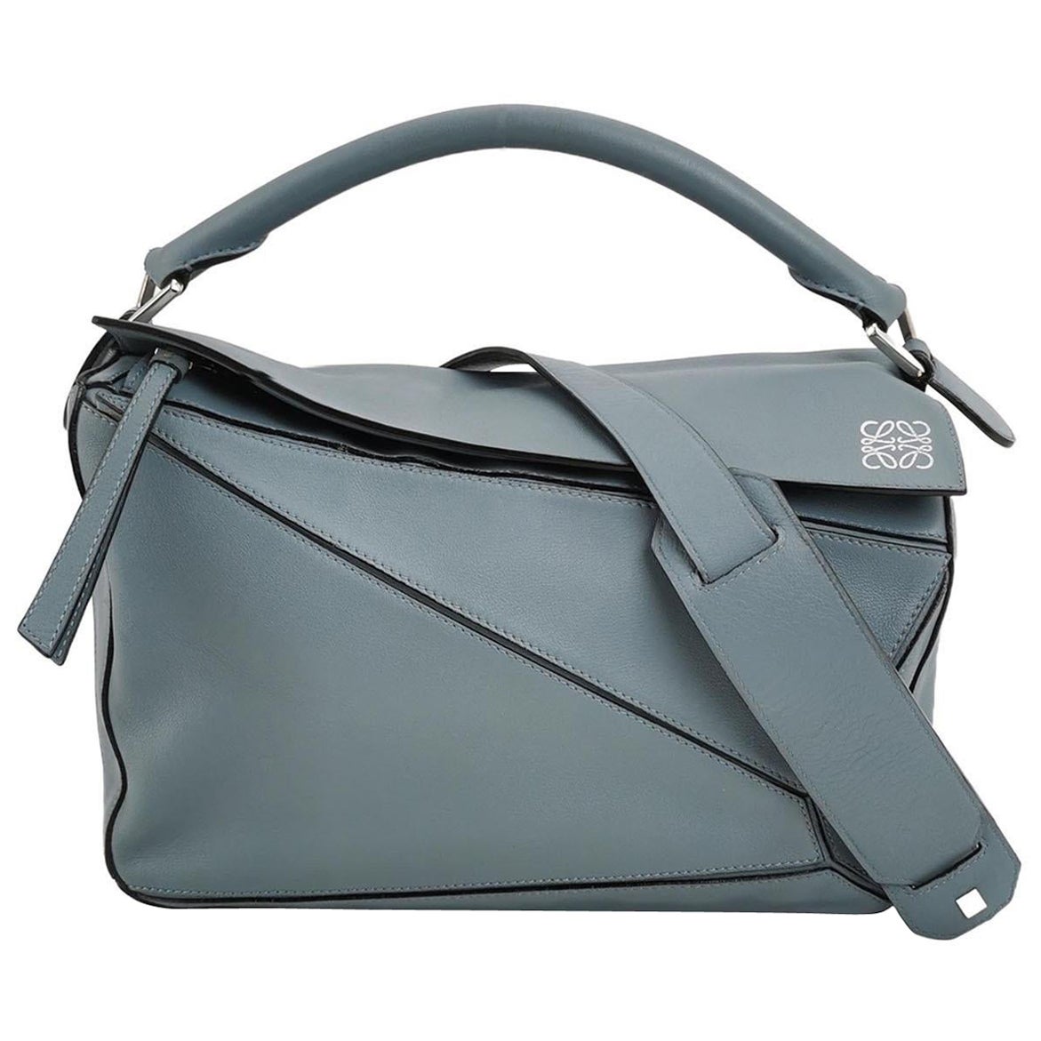 Loewe Puzzle Medium Ash blue Calfskin Leather Crossbody Bag For Sale
