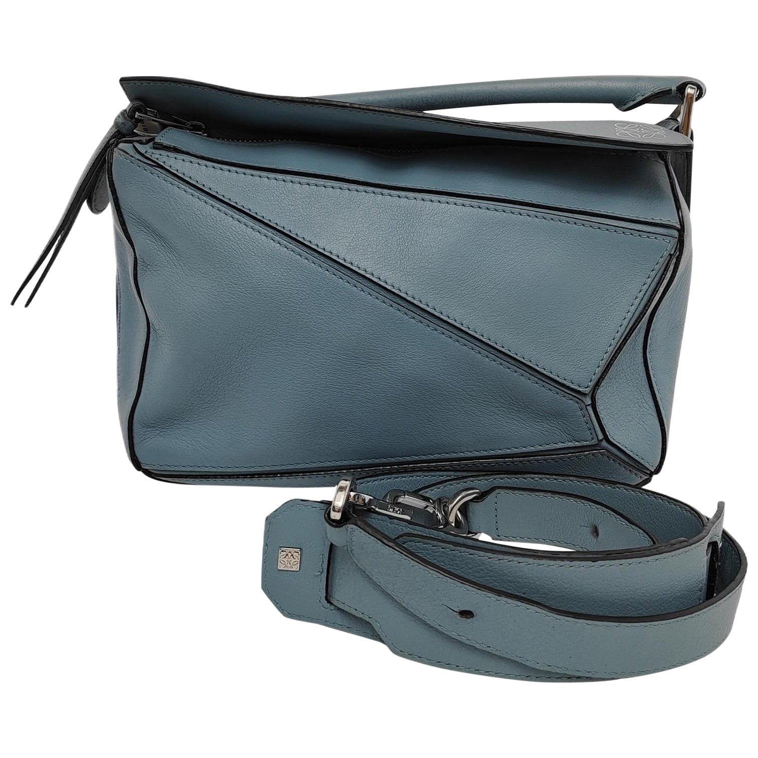Loewe Puzzle Small Ash blue Calfskin Leather Crossbody Bag For Sale