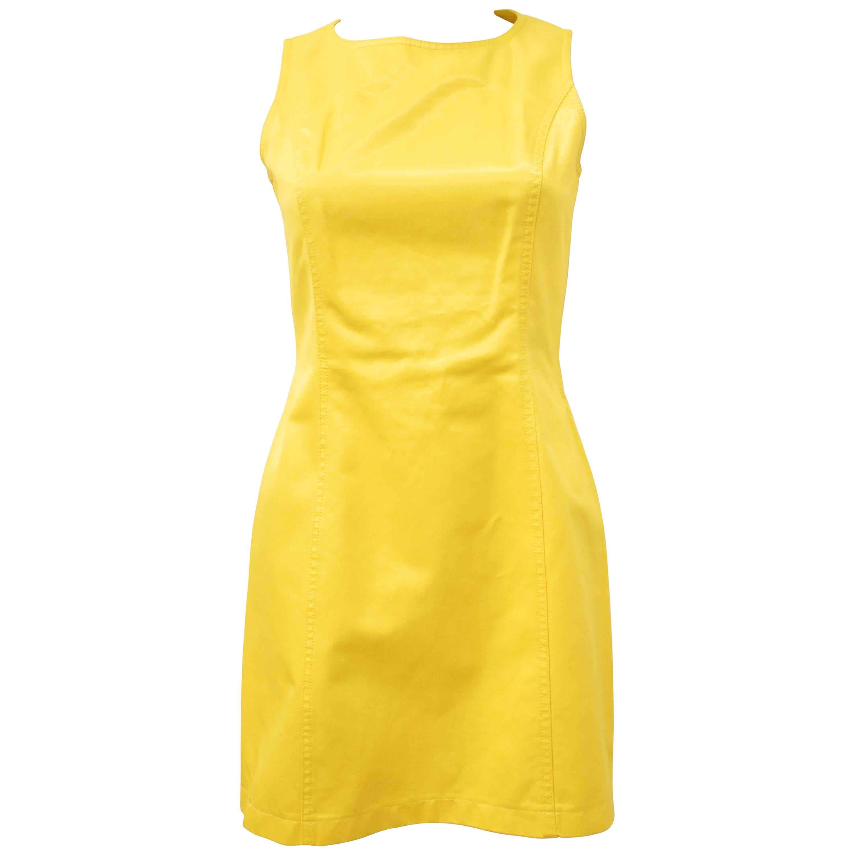 Moschino Jeans Yellow Fitted Mini Dress 1990’s