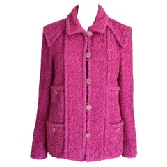 Chanel Iconic Vittoria Ceretti Style Fuchsia Tweed Jacket 38 FR