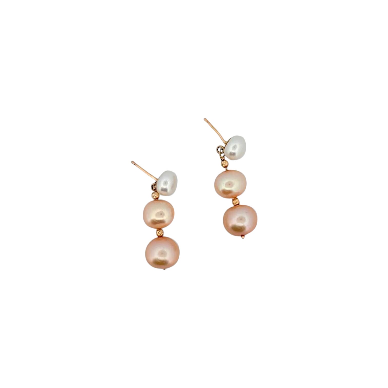 Pendientes de perlas de agua dulce Hilda Pendientes colgantes de peral de oro amarillo de 10 quilates