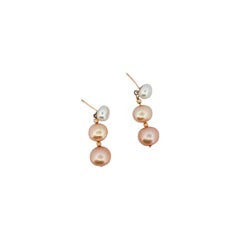 Hilda Pendants d'oreilles pendants en or jaune 10 carats avec perles d'eau douce