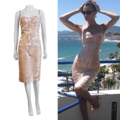 Vintage S/S 2003 Dolce & Gabbana Pink Silk Brocade Corset Dress Lace Up Bella