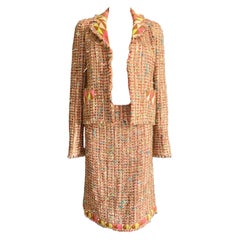UNWORN Chanel Fringed Fantasy Lesage Cashmere Sequin Tweed Skirt Suit 34