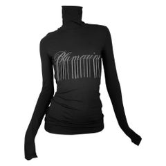 BLUMARINE 2010s BLACK EMBELLISHED FRINGES TURTLENECK