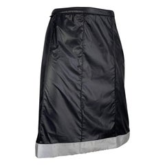 CHANEL SS1999 by KARL LAGERFELD BLACK NYLON REFLECTIVE HEM MIDI SKIRT