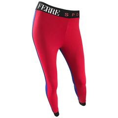 Gianfranco Ferre 1990s Vintage Red and Blue Color Block High Waisted Leggings 7