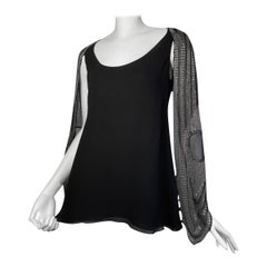 CHLOÉ FW2002 by PHOEBE Philo BLACK SILK BEADED CAPE SLEEVES TOP