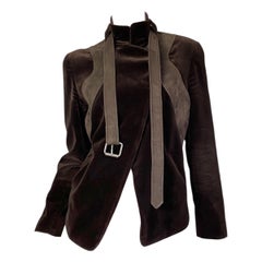 CHLOÉ FW2002 by Phoebe Philo GIACCA MARRONE IN VELLUTO E PELLE
