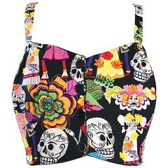 Amazing 1990s ' Day of the Dead ' Plus Size Novelty Vintage 90s Cotton Crop Top 6
