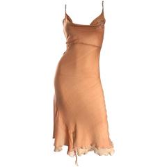 1990s Lolita Lempicka Silk Chiffon Terracotta Tan Rhinestone Vintage 90s Dress 6