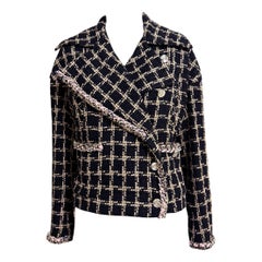 Chanel Neu Iconic Ad Campaign Schwarze Tweed-Jacke mit Ketten 36 FR