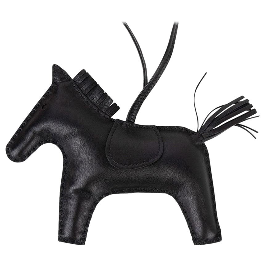 Hermes Limited Edition So Black Rodeo Horse MM Bag Charm For Sale