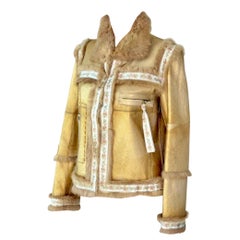 Dolce & Gabbana Vintage Abrigo de piel de oveja y piel dorada Abrigo