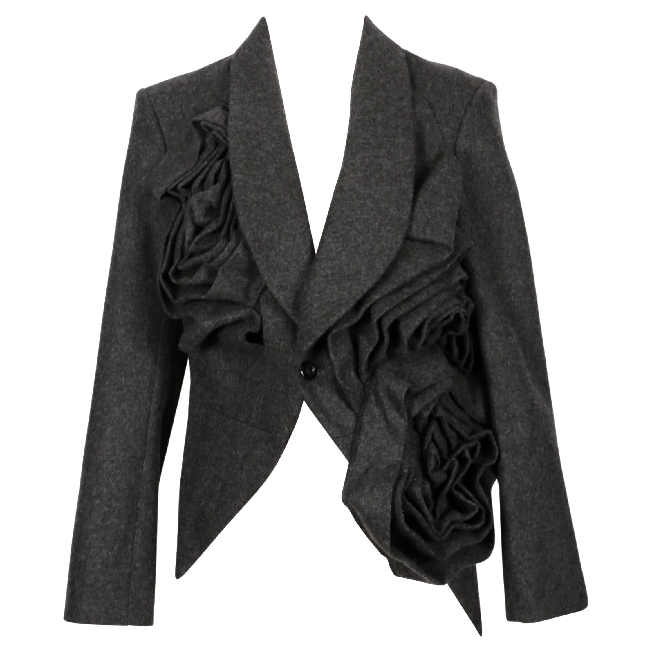 new 2013 COMME DES GARCONS grey jacket with oversized rose motif For Sale