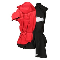 2013 COMME DES GARCONS chaqueta negra y roja RUNWAY