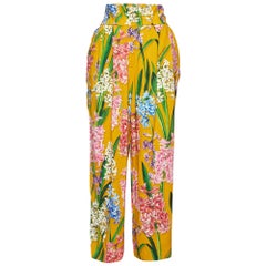 Dolce & Gabbana Pantaloni a gamba larga in crêpe con stampa floreale giallo M