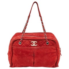Chanel Red Nubuck Leather Ultra Soft Natural Beauty Bag