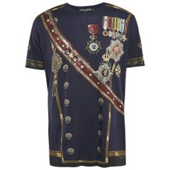 Dolce & Gabbana Navy Blue Medals Print Jersey T-Shirt XXXL