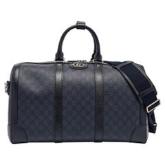 Gucci Navy Blue GG Supreme Canvas and Leather Medium Ophidia Duffel Bag